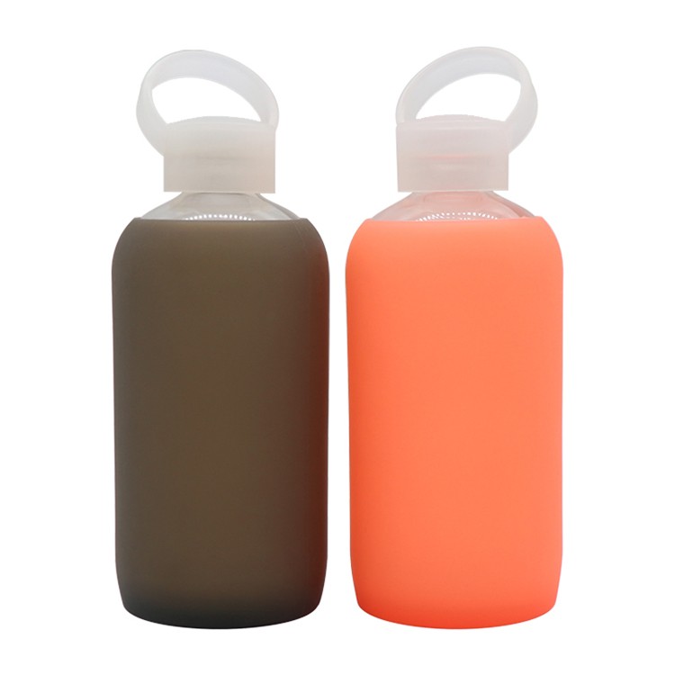 Heat-Resistant Glass Water Bottle Sports Bottle With Colorful Silicone Sleeve